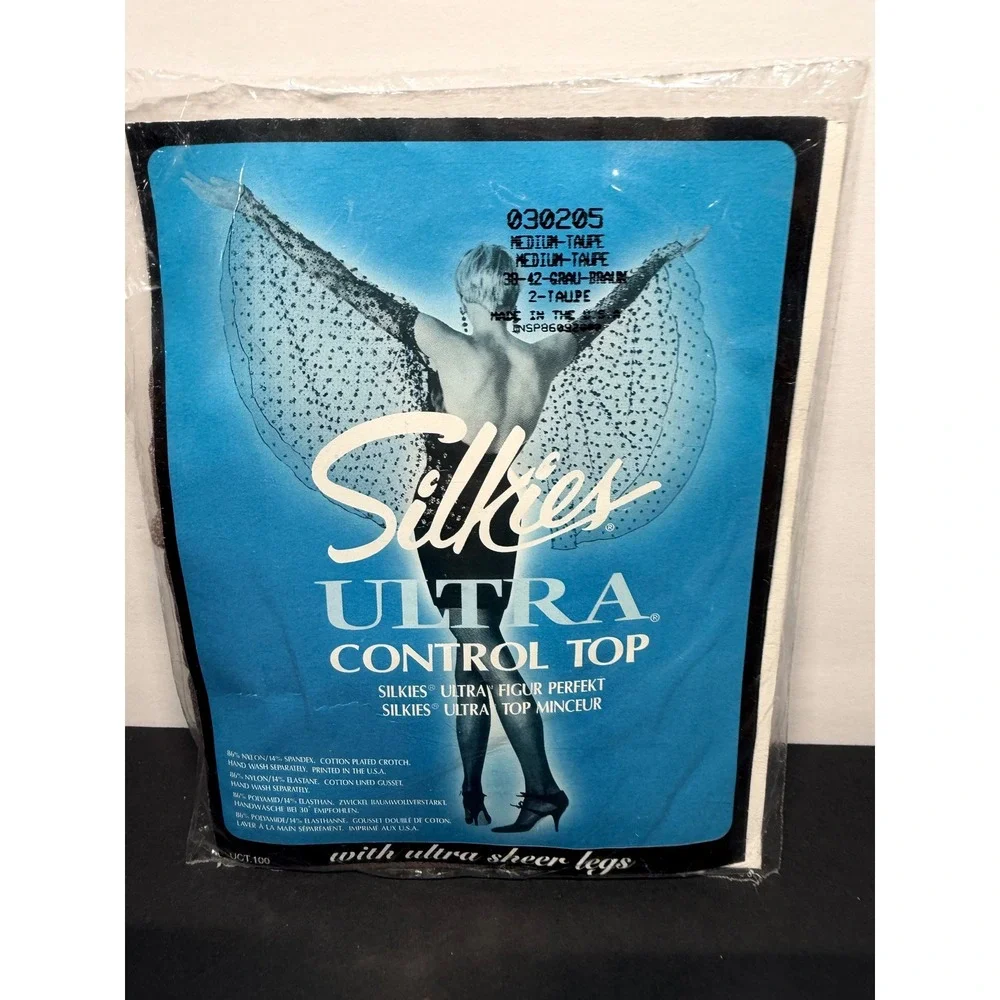 Silkies Ultra‎ Control Top Pantyhose Medium Taupe Sheer Legs Vintage 030205 New